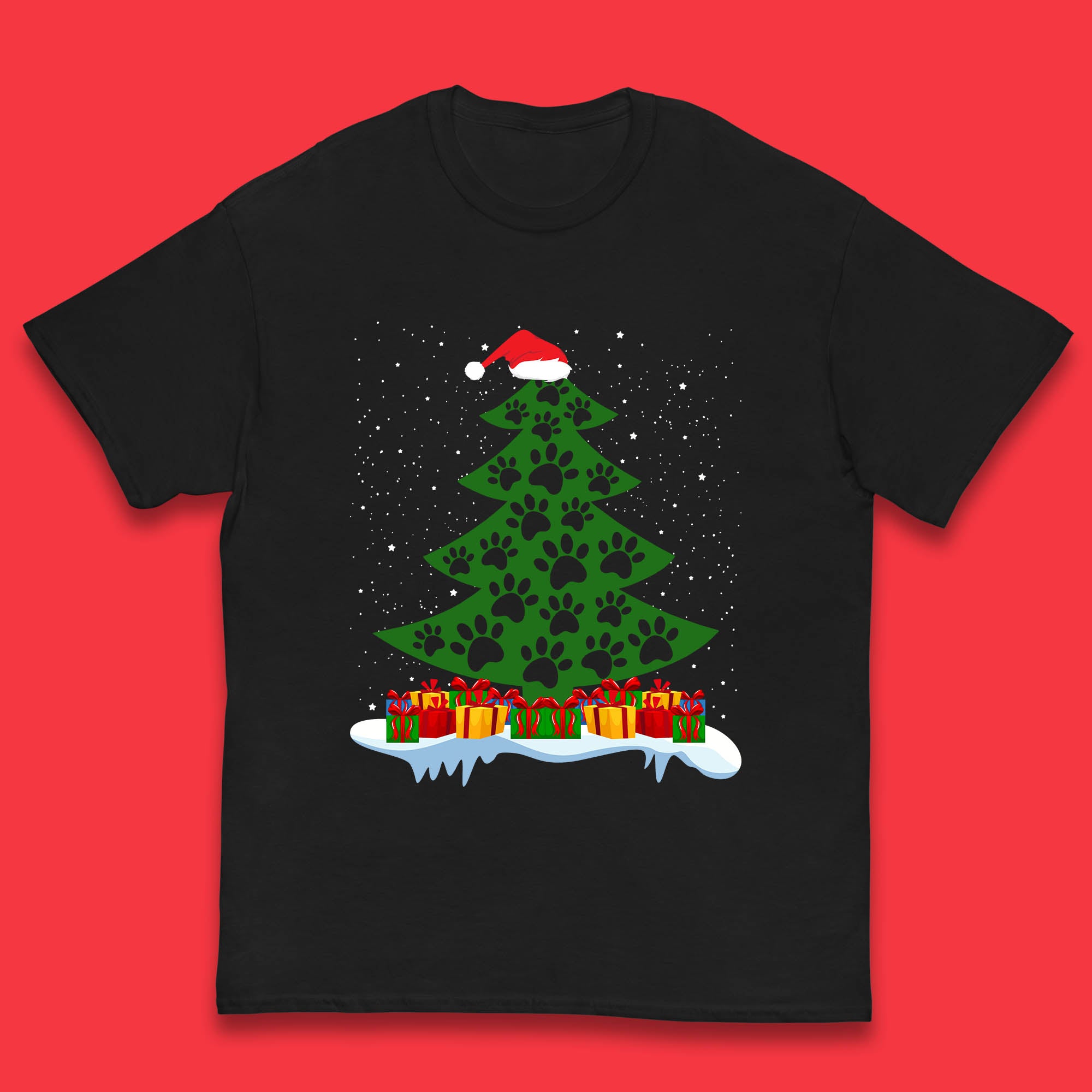 

Christmas Tree With Paw Prints Of Dogs Kids T Shirt Christmas Tree top 150
