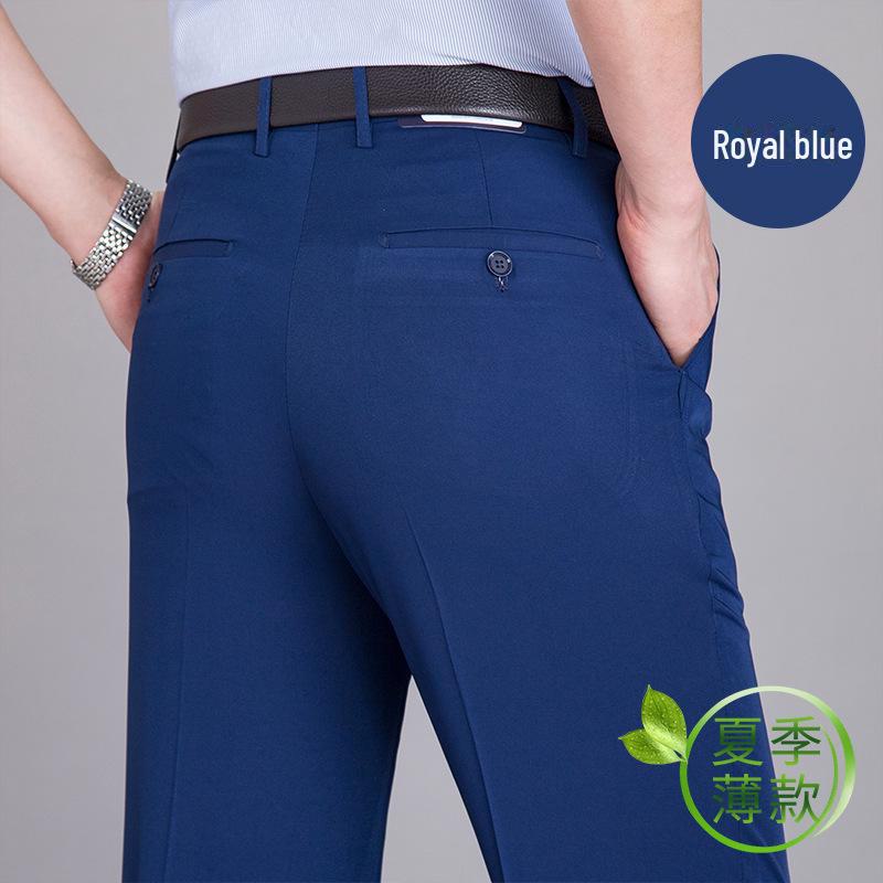 Men's Summer Mulberry Silk High-Waist Loose White Trousers