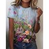 Korean Women's Harajuku Summer Fashion Tee Short Sleeves O-Neck Leisure Top T-Shirt Clothing 3D Flower Graphic