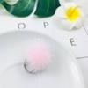 Opening Adjustable Pompom Fur Ball Ring Alloy Ring Cute Fur Ball Mink Hair Finger Ring  Women