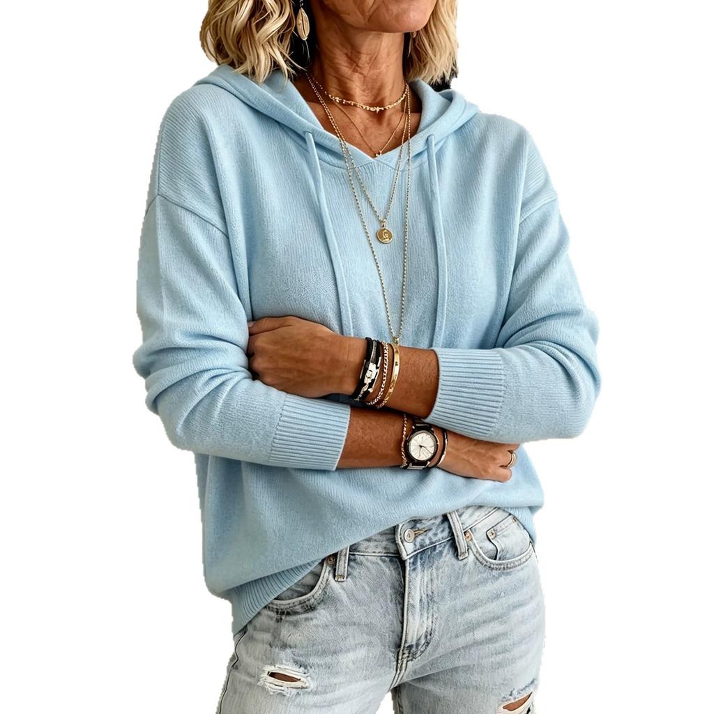 Women's Knitwear, Hooded for Fall and Winter