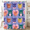 Adorable Bear Pattern Shower Curtain for Bathroom Decor Bright Colors Pink Blue Green Yellow Purple Waterproof Polyester Fabric