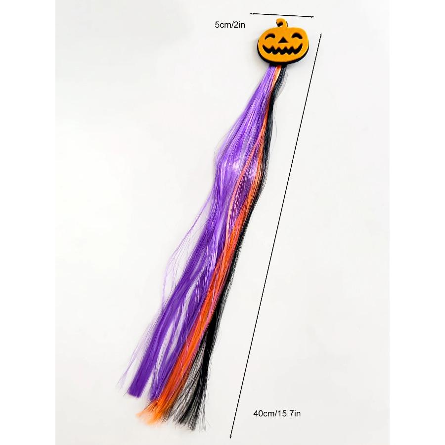 1Pcs Halloween Wig Hair Clips for Girls Women Colored Hair Extensions Accessories Hairpin for Halloween Party Present