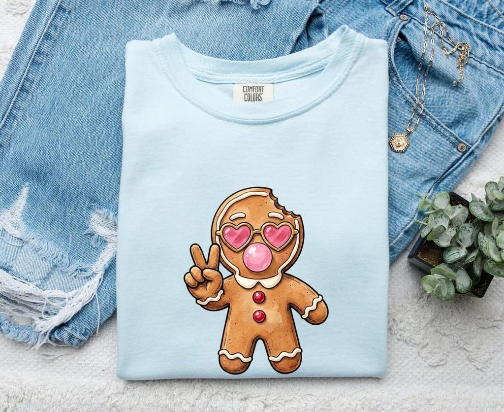 Ginger Cookie Shirt Christmas Cooking Gift Women Illustration Tee Cookie T-Shirt Christmas Fan Artistic Tshirt Baking Graphic Anime Heart