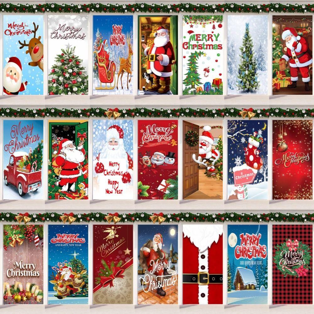 Santa Claus Christmas Hanging Cloth Fluorescent New Year Decoration  Entrance and Room