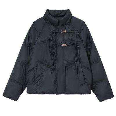 Short National Wind Down Cotton-padded Jacket Women's Solid Color Winter New Chinese Luxury Small Fragrant Wind Buckle Thickened Coat.