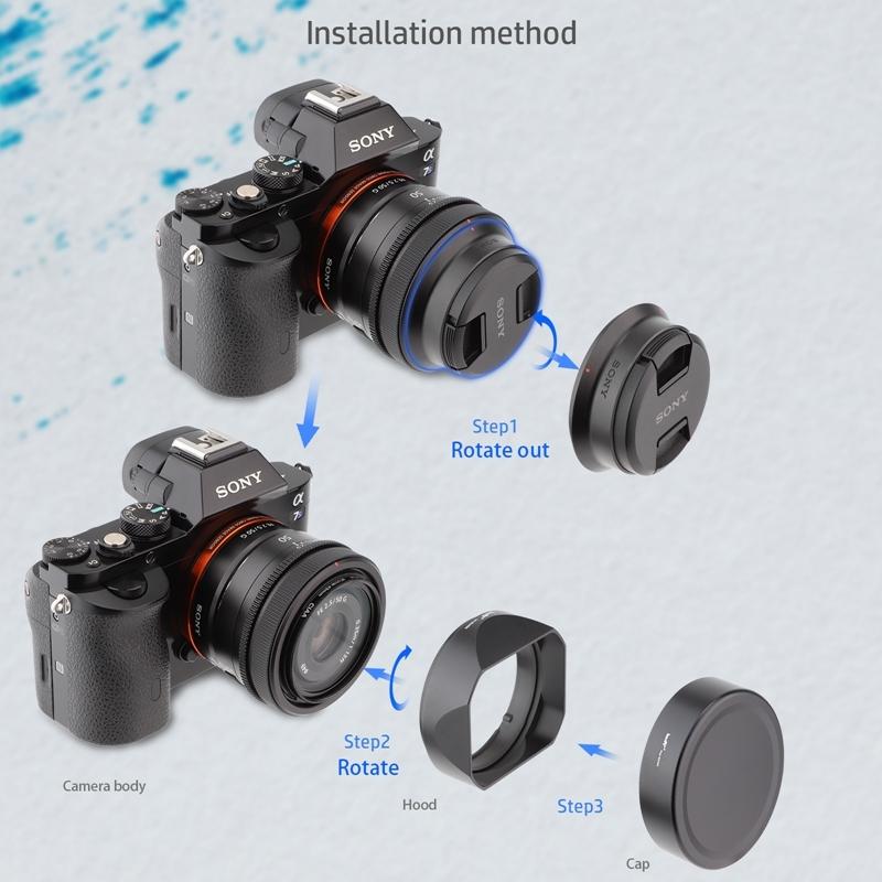 Haoge Bayonet Square Metal Lens Hood for Sony FE 40mm F2.5 G Lens FE 2.5/40 G(SEL40F25G) with Metal Cap