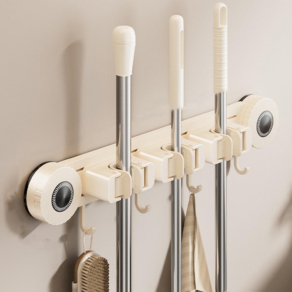 Moisture-Proof Suction Cup Mop Holder Space Aluminum Mop Clip Rack Broom Holder Household Storage 3 Clip White 1290₽