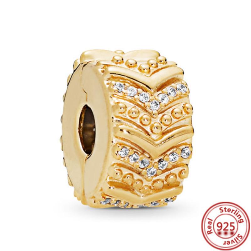 Cobre 925 Corazón de Amor Dorado Trébol de Cuatro Hojas Ángel Sol Árbol Plumas Cuentas DIY Ajuste Pulsera de Abalorios Original Pantaro Zircón Fino