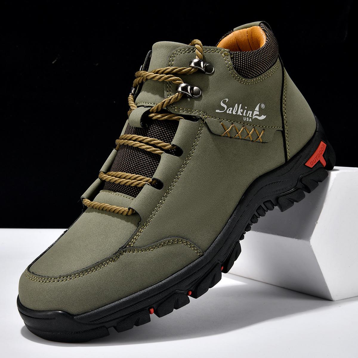New Men s Handmade Vintage Mid-High Boots Fashionable Lace-Up Casual Shoes Outdoor Hiking Boots Large Size Men s Shoes 38