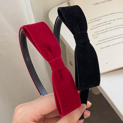 Elegant Velvet Bow Bezel Headband For Women Red Black Bow Hair Band Korean Retro Hairbands Hair Hoop Girls Hair Accessories