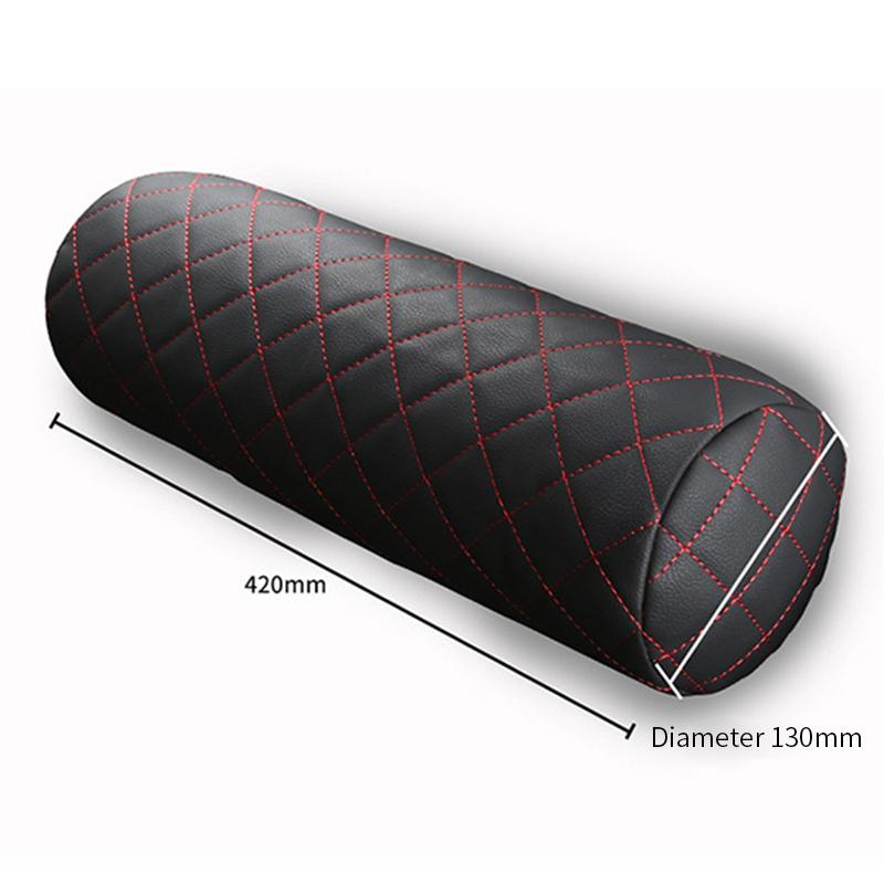 Luxury Car Seat Neck Pillow Headrest Leather Memory Chair Cervical Pillow Breathable Office Headrest Foam Protector Cylindr T3K2