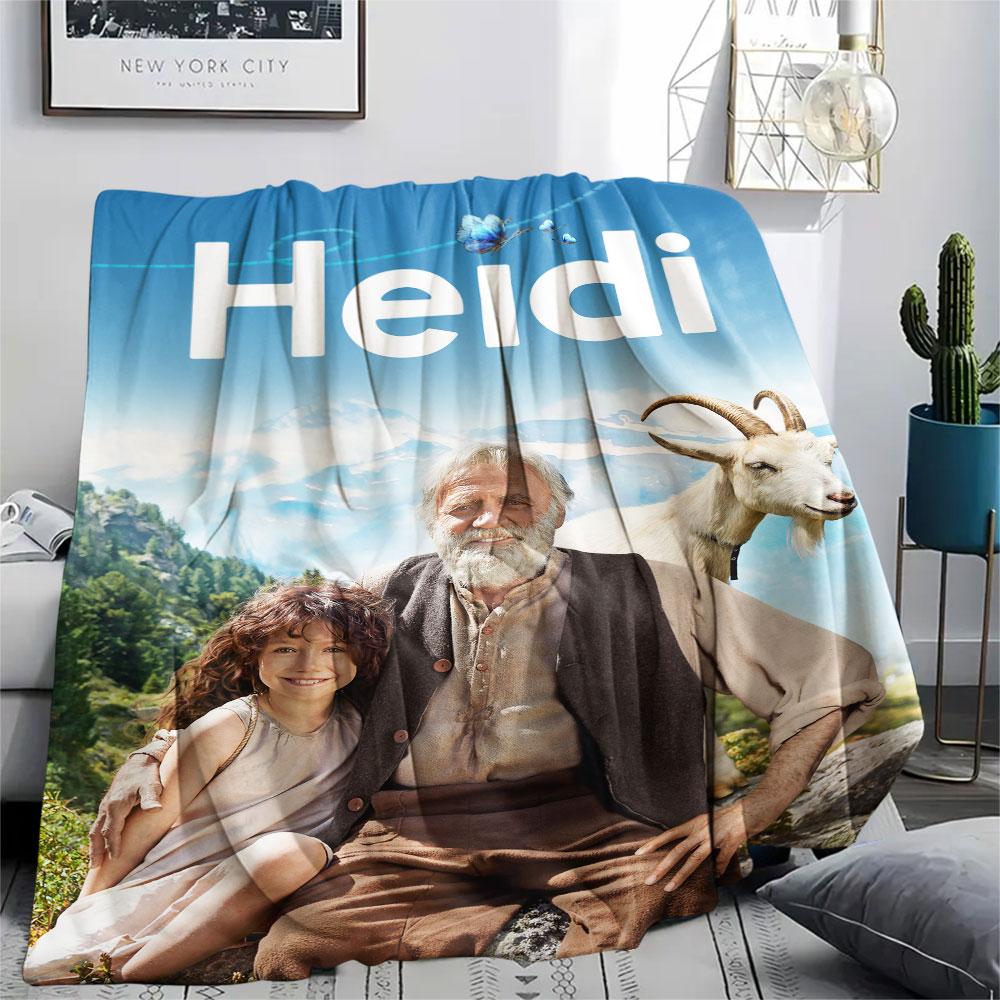 Heidi Art Printed Flannel Blanket, soft throw for bedroom sofa, washable, fan merchandise, great gift.