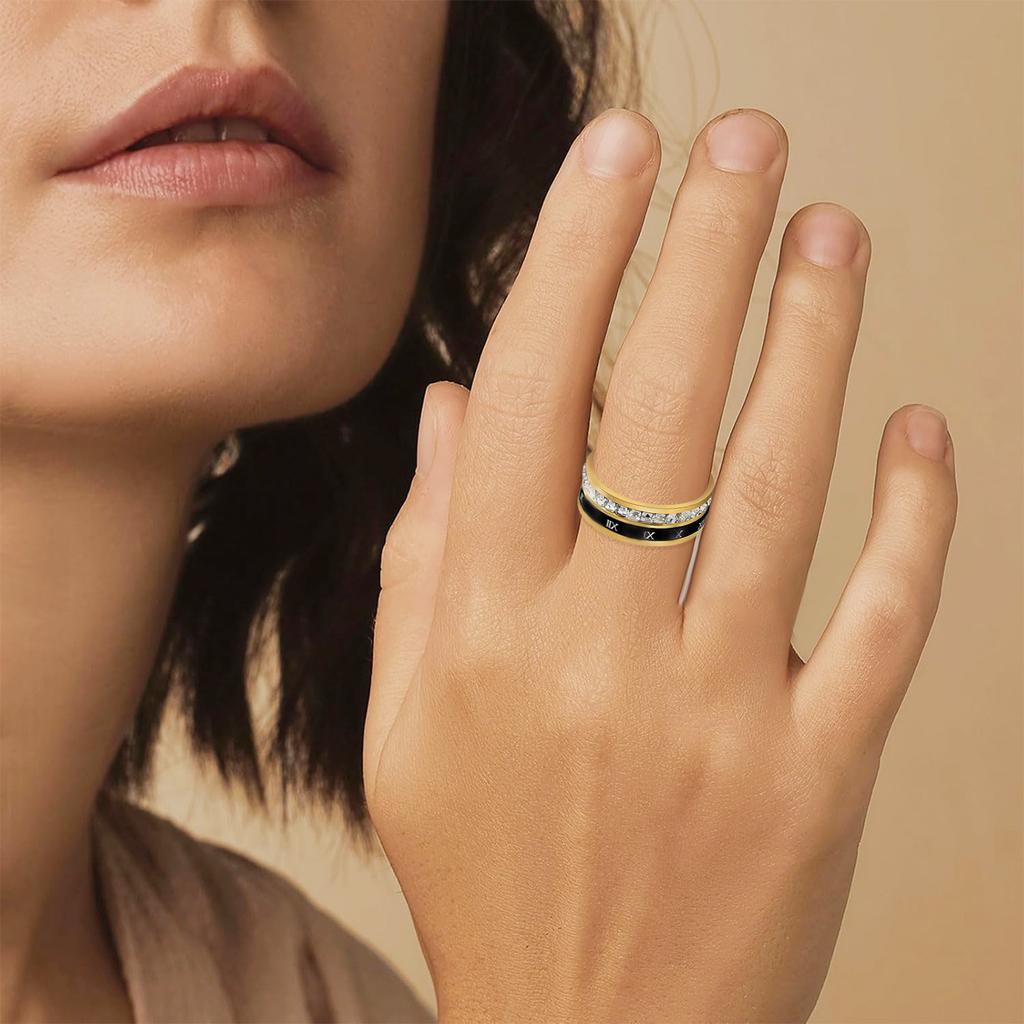 Roman Numeral Stress Relief Ring, Rotatable Ring, Trendy Couple Ring