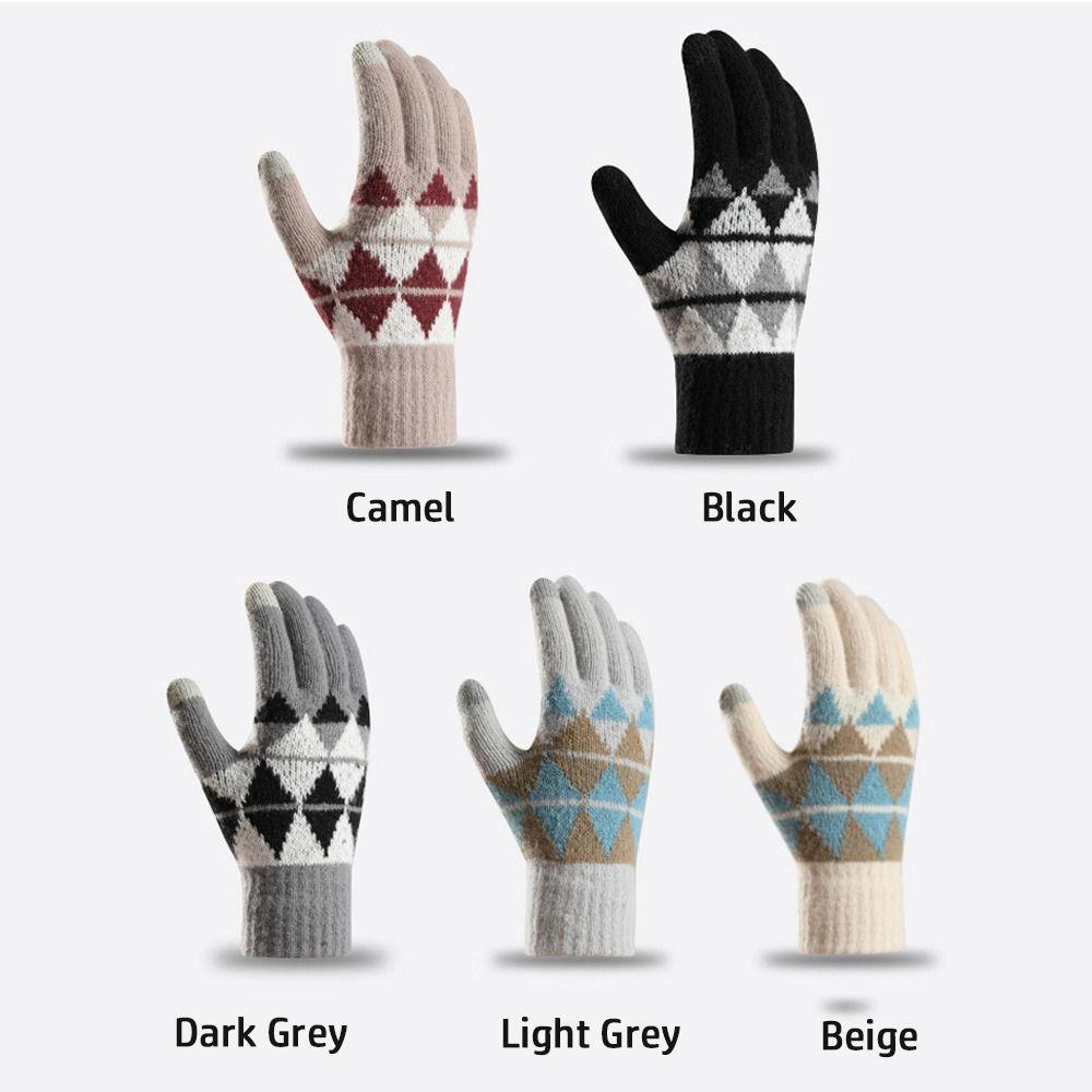 Thickened Winter Gloves Touchscreen Finger Separated Warm Gloves Cute Knitted Gloves  Autumn Winter