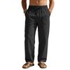 Mens Linen Blend Drawstring Elastic Waist Casual Pants