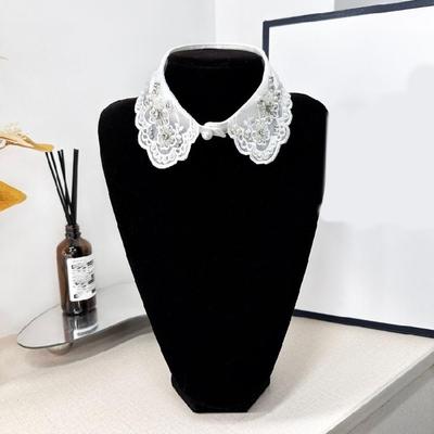 Elegant Reusable False Collar Artificial Pearls Embellished Design Friendly Polyester Business Meeting Collar Enhancer