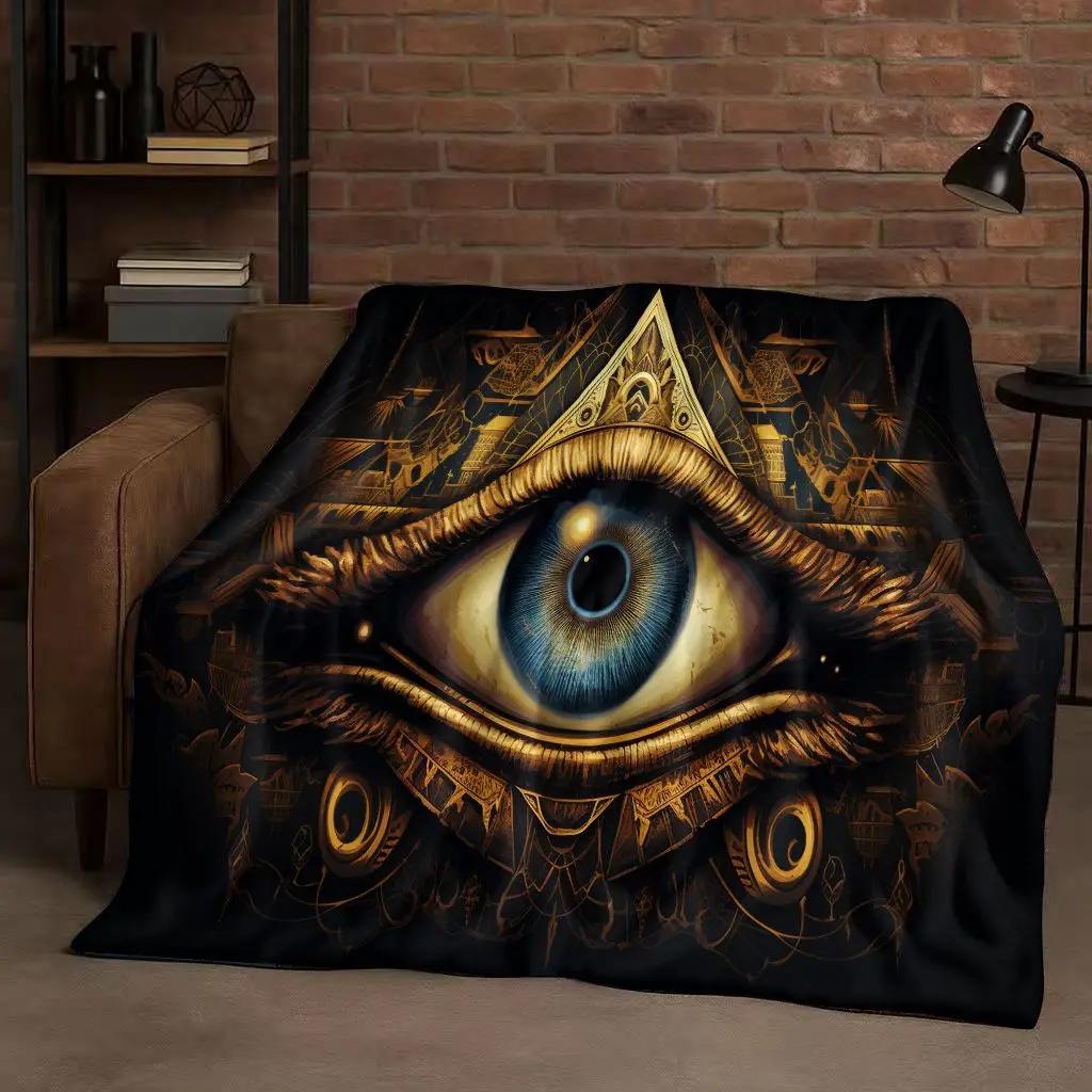 3D Freemasonry All Seeing Eye Symbol Evil Eye Flannel Blanket,Ultra Soft Warm Plush Throw for Home Bedroom Bed Sofa Cover Kids