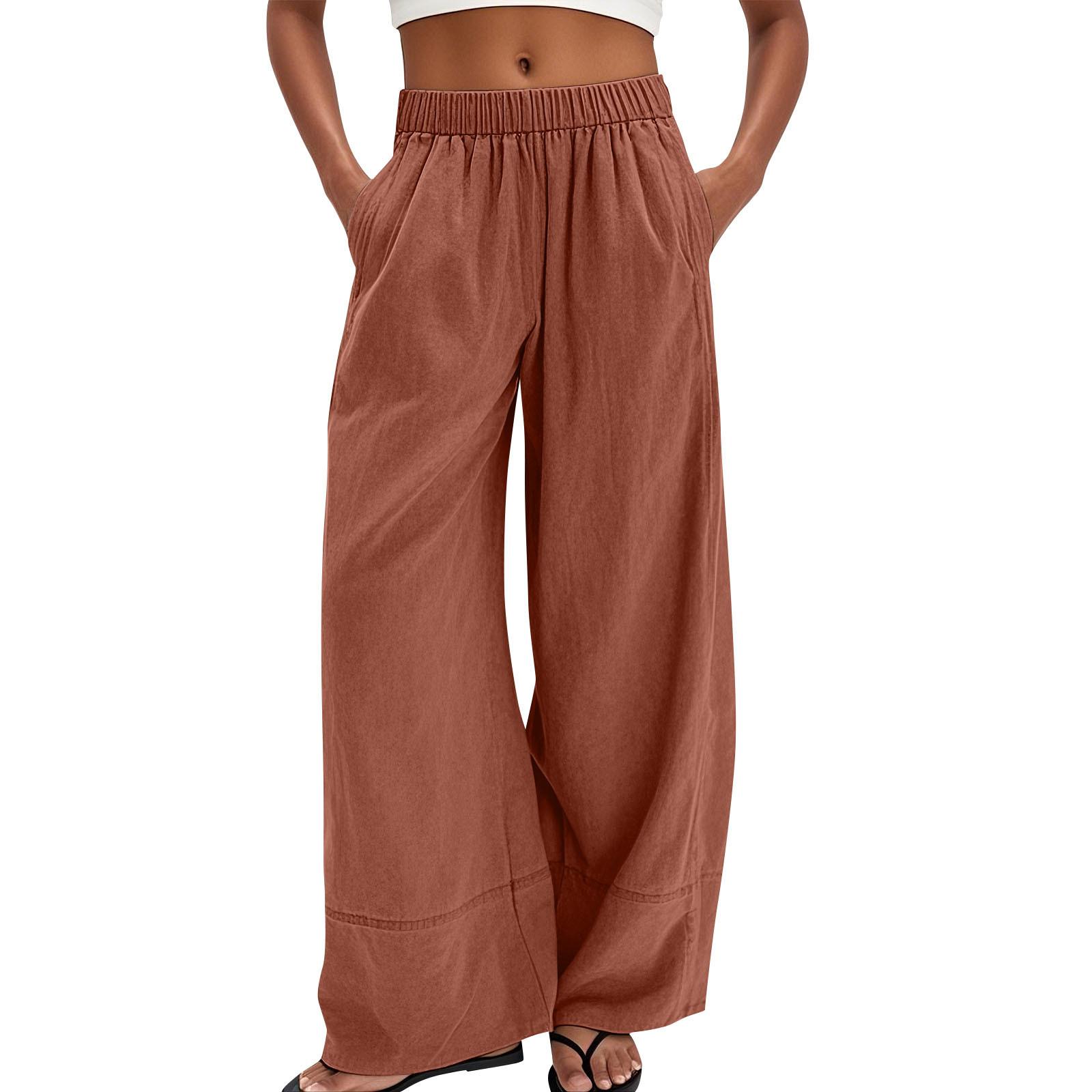 

Жіночі спортивні штани для фітнесу Повсякденні вільні еластичні штани для бігу Прямі широкі штани Повсякденні штани Штани для йоги XXL коричневий