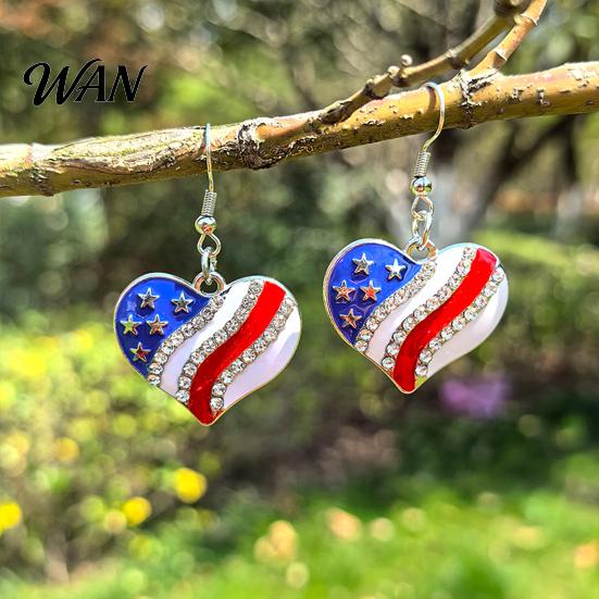 Red White Blue Earrings USA Flag for Women, Patriotic Earrings, American Independence Day Dangle Drop 4th of July Gift Fashion