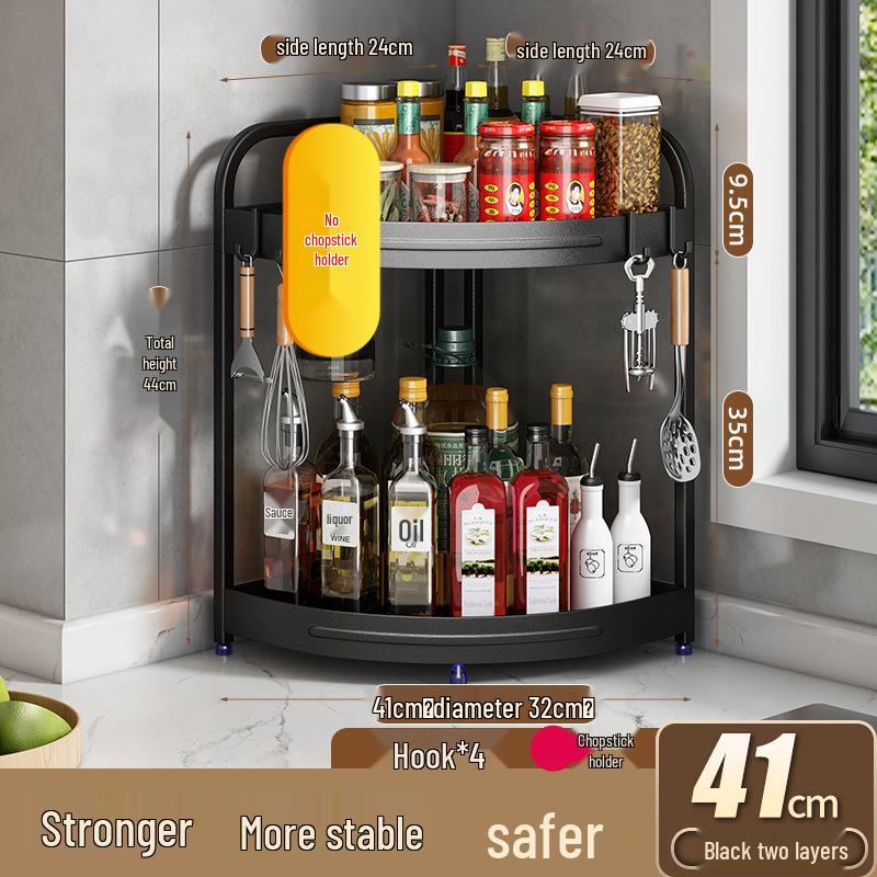 Corner Kitchen Rack: Multi-functional Triangle Knife Holder & Seasoning Jar Storage Organizer.