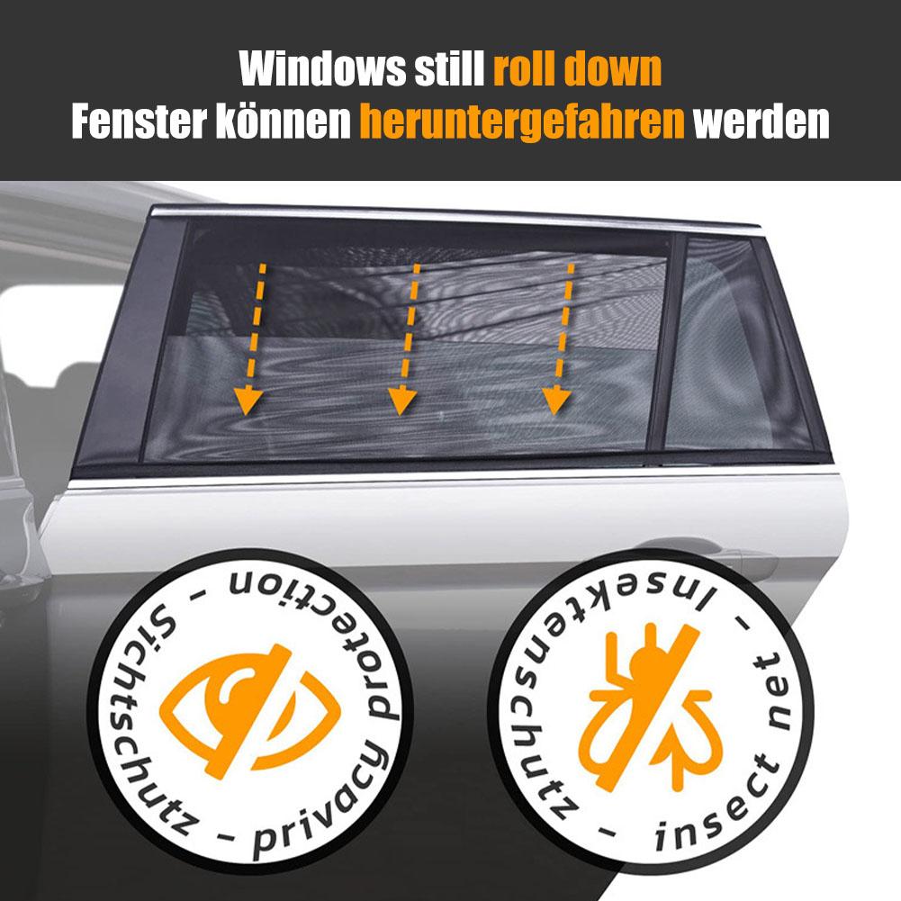 2pcs Car Sun Shade Double-Layer UV Protection Front Rear Window Shade Cover Zippered Lining Side Wndow Sunshade