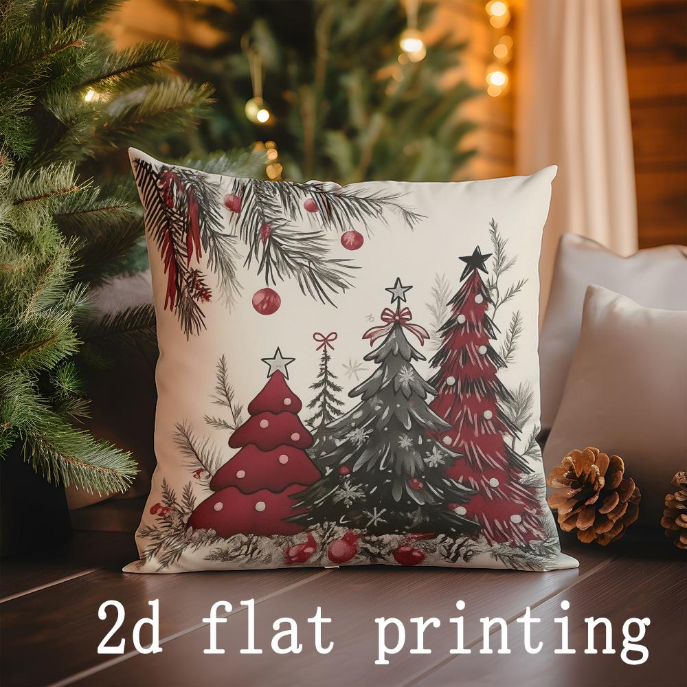 

Home Decor Winter Merry Christmas Pillowcase Suitable For Sofa Bedroom Car Pillow Cover Cushion Rectangular Back Cushion 16x16Inch