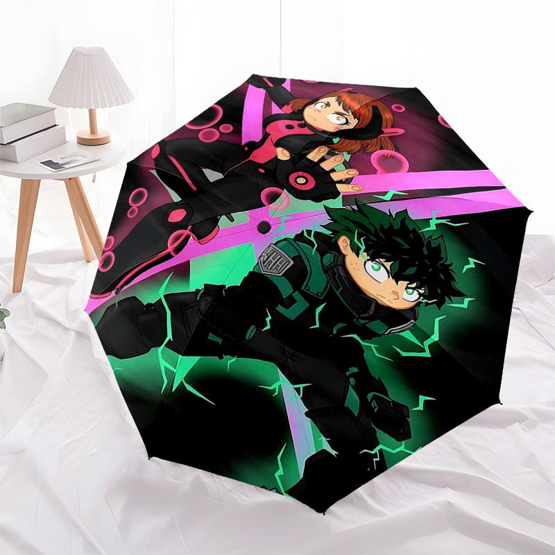 1pc My Hero Academia Dabi & Midoriya Izuku Outdoor Umbrella - Automatic Opening/Closing, Portable 3-Fold Design with 8-Rib Iron Frame - Perfect Gift f