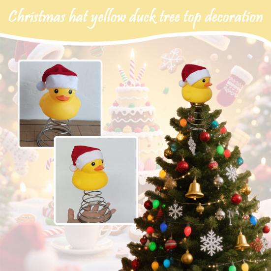 Yellow Duck Christmas Tree Topper Decoration Reusable 3D Spring Duck Xmas Tree Top Ornament Christmas Party Supplies