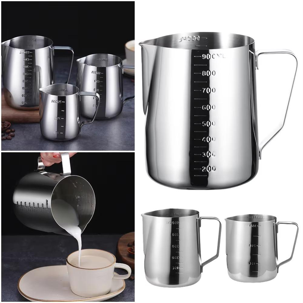 With Scale Milk Frothing Jug Stainless Steel Frother Pitcher Household Latte Art Cup  Barista