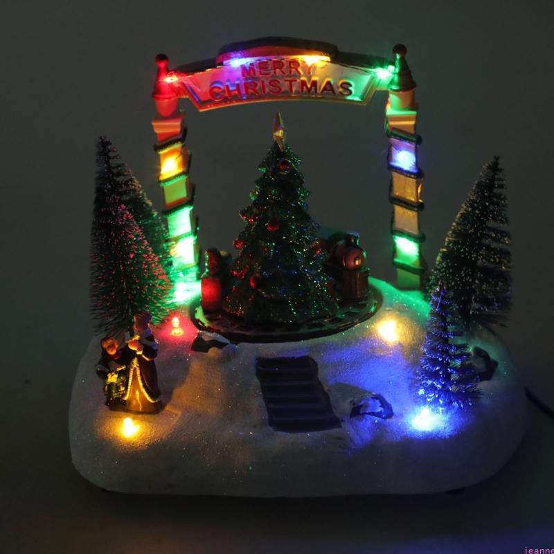 Ecological Friendly Resin Rotating Music Box Christmas Decors with Builts In Music Player and Ambients Lighting Systems