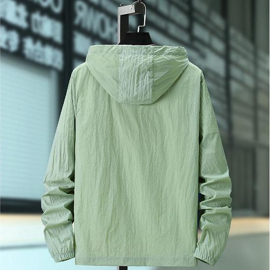 Summer Men's Solid Color Sun Protection Clothes Zipper Hoodie Fashion Sunscreen Clothes Large Casual Outerwear
