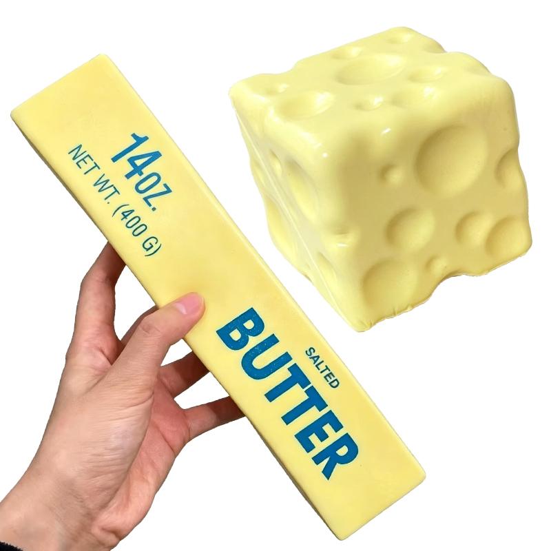 Simulation Big Butter Stick Squishy Fidget Toys Elastic Cube Cheese Stick Funny Squeeze Prank Toy Stress Anxiety Relief Game