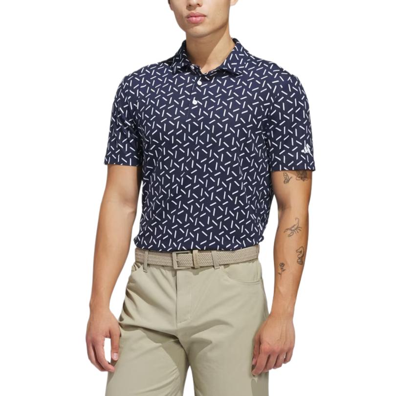 adidas Ultimate365 Mesh Print Moisture-Wicking Button Short Sleeve Golf Shirt Men Shirts KC3532