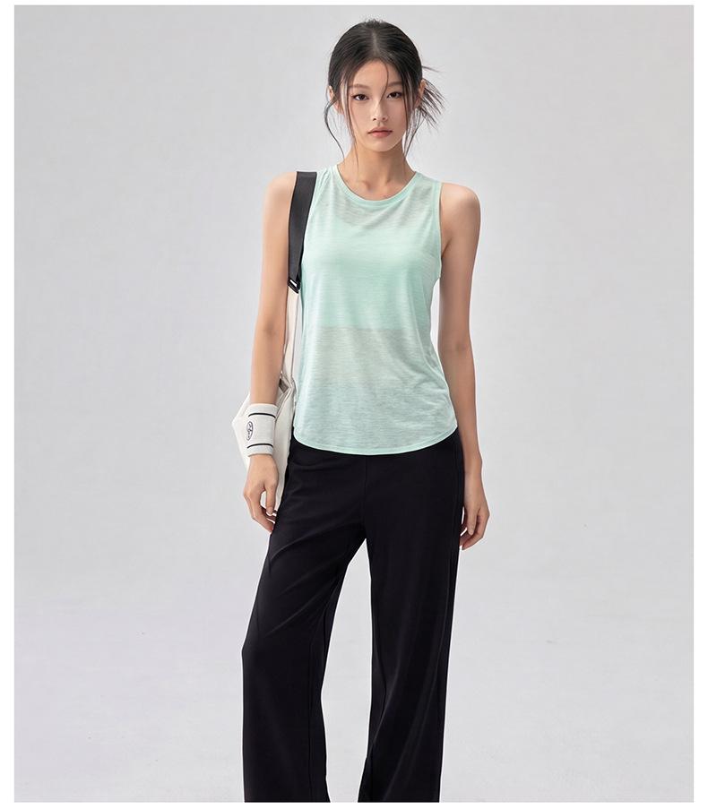 Hollow-Back Mesh Yoga Top with Bamboo Yarn, Quick-Dry Fitness Cover-Up, Women's Open Back Round Neck Sports Tee