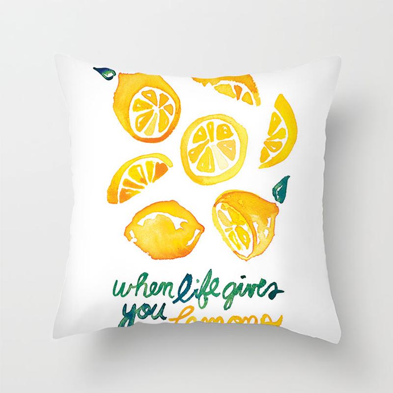 Home Decor Yellow Lemon Pattern Summer Cushion Cover Pillow Sofa Decorative
