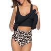Women's Summer Sexy High Waist Split Print Two-Piece  Bikini Swimsuit