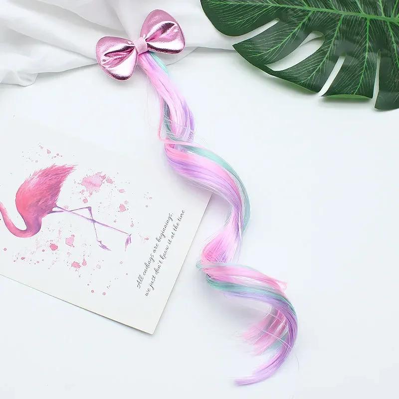 New Girls Bows Wig Hairpins Multicolour Hair Clips Headdress Ponytail Hair Ropes Baby Girls Headwear Braid Kids Gift Accessories