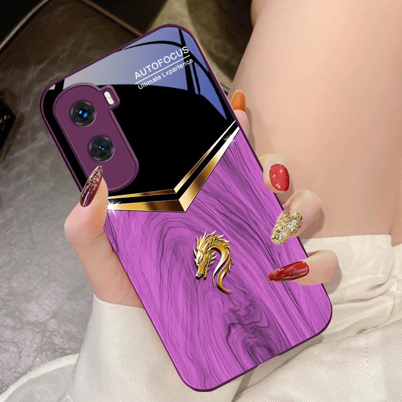 V-shaped Dragon Head For Honor 200 90 8X 9X Pro Lite P50 P40 Nova 10 11i P60 Magic4 6 Mate 20 50 Tempered Glass Phone Case