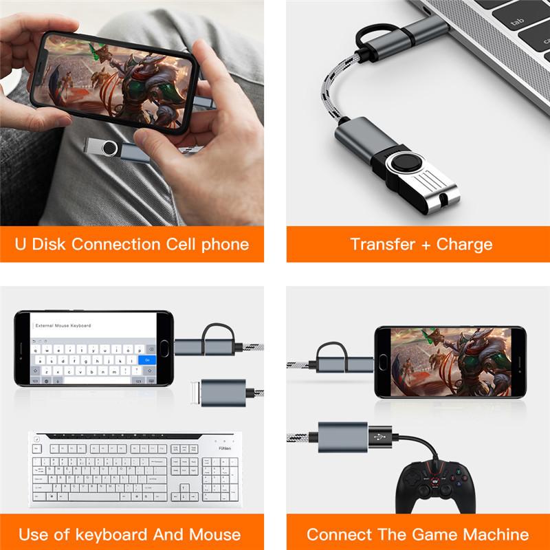 hot! OTG  Adapter  Cable Type-c Android To Usb 2-in-1 OTG Data Cable For Mobile Phone Tablet