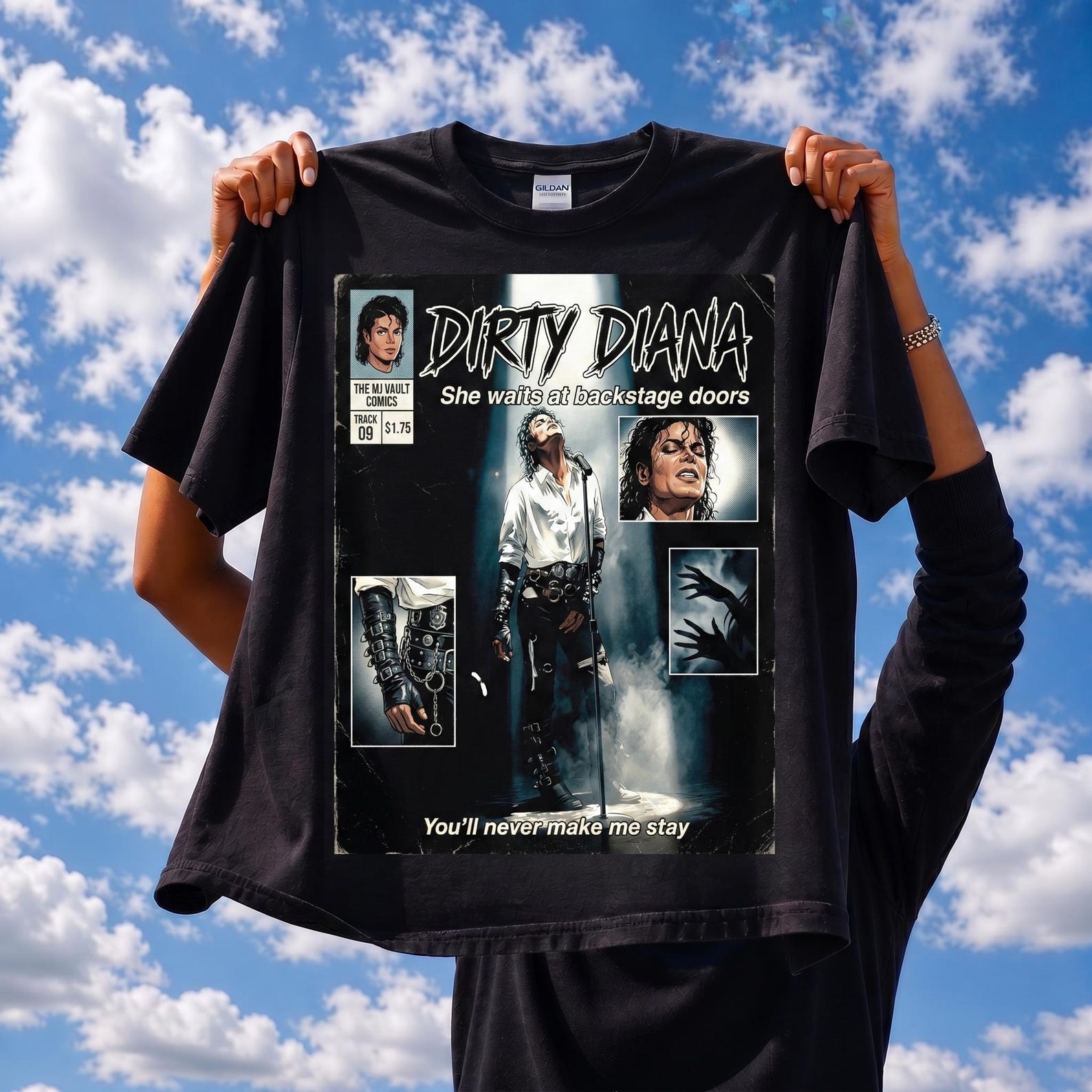 Michael Jackson Dirty Diana T-Shirt, Bad Era Rock Tee XL