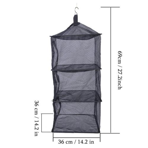Foldable 4-Tier Hanging Drying Rack Net for Quick-Drying Dishes, Plants, Clothes, BBQs, Camping, and More, Polyester and Steel with Storage Case