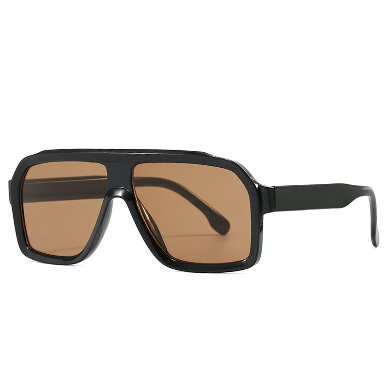 Retro Big Frame Women Square Sunglasses Brand Black Round Gradient Cool Men Sunglasses One Piece Designer Pilot Sun Glasses