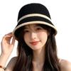New Summer Style Women's Straw Fisherman's Hat with Color-Block Stripes—Breathable Sun-Protective and Versatile for Outings Flatters The Face