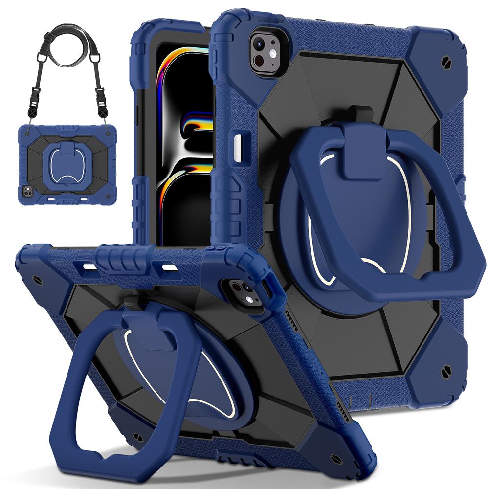 Portable Kids Tablet Cases for IPad Air13/Pro13 Pro Air 13 2026/2025 M5/M4/M3/M2 Case Cover Rotating Stand PC+Silicone Shell