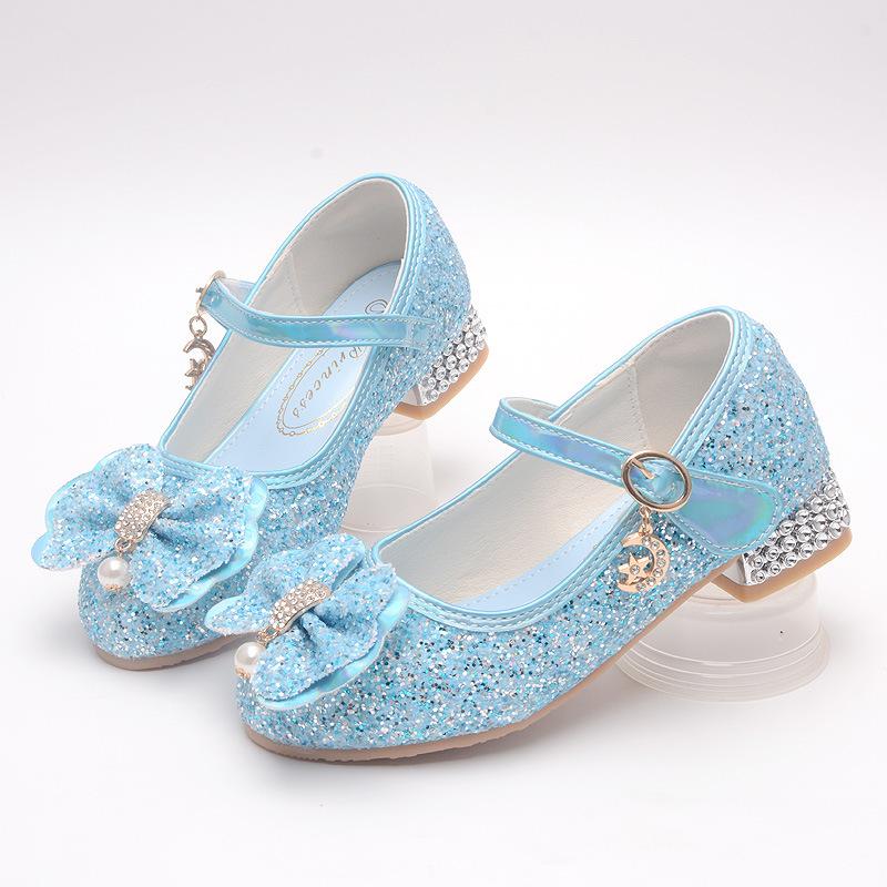 Dívčí boty na vysokém podpatku s měkkou podrážkou, křišťálové boty, princeznovské boty, módní výkonnostní kožené boty