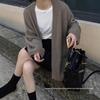 Women's Mid-Length Plus Size Wool Cardigan - Versatile Loose Knit Sweater Coat