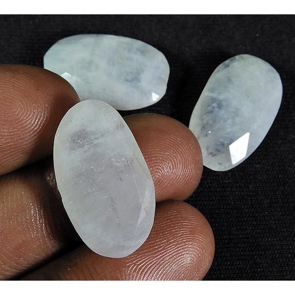 12X21MM Natural Rainbow Moonstone Briolette Cut Oval Gemstone 3 Pcs Lot RML-503