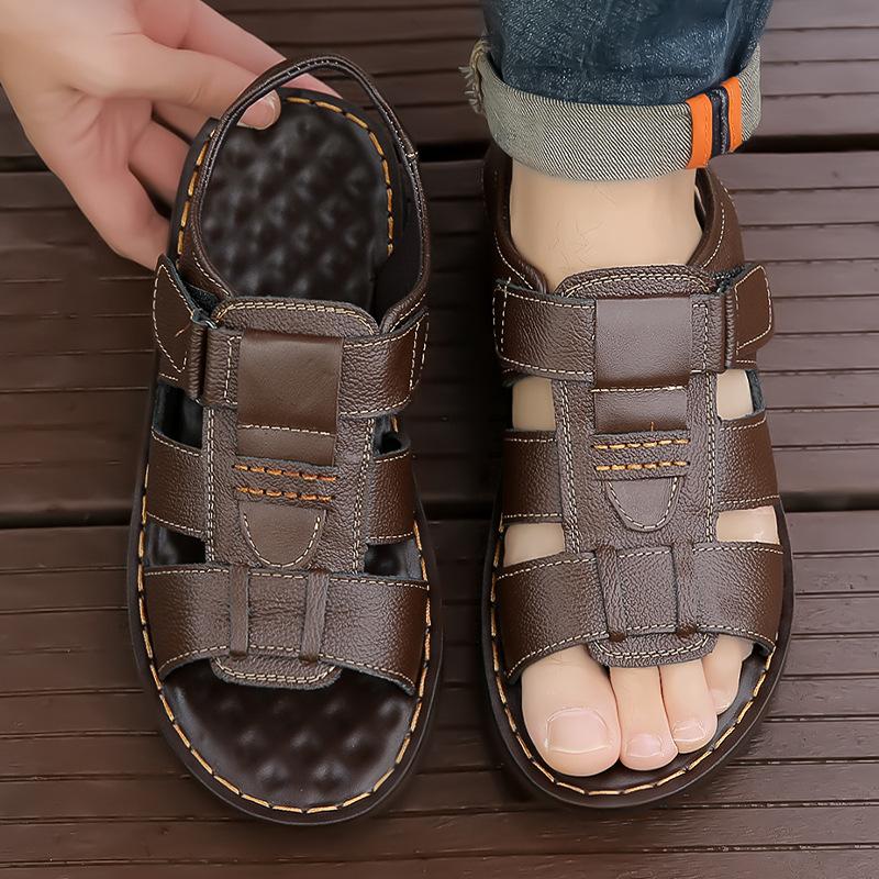 Fashion Whoholl Brand Patent Leather Men Shoes Summer New Large Size Men's Sandals Men Sandals Fashion Sandals Slippers Big Size 38-44