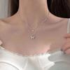 Double Layer Butterfly Pendant Necklace Clavicle Chain Sparkling Diamond Double Layer Alloy Necklace Women Jewelry Gift